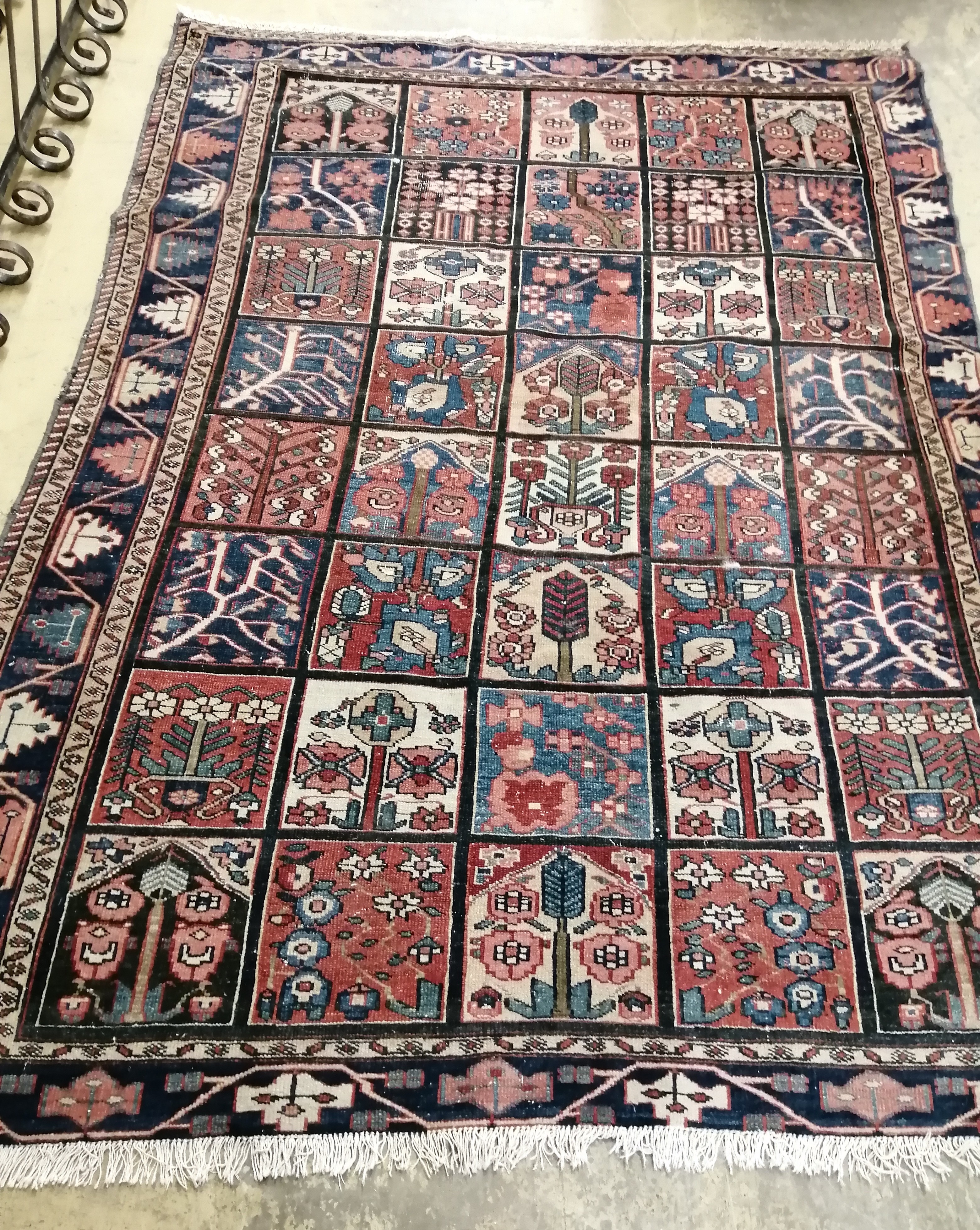 A Baktiari blue ground rug, 202 x 144cm